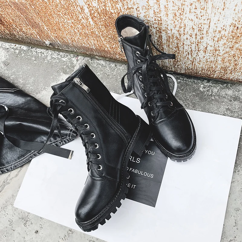 Женские ботильоны из натуральной кожи Martens черные повседневные мотоциклетные