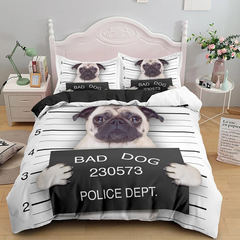Комплект постельного белья Веселая собака с принтом животных одиночное двойное