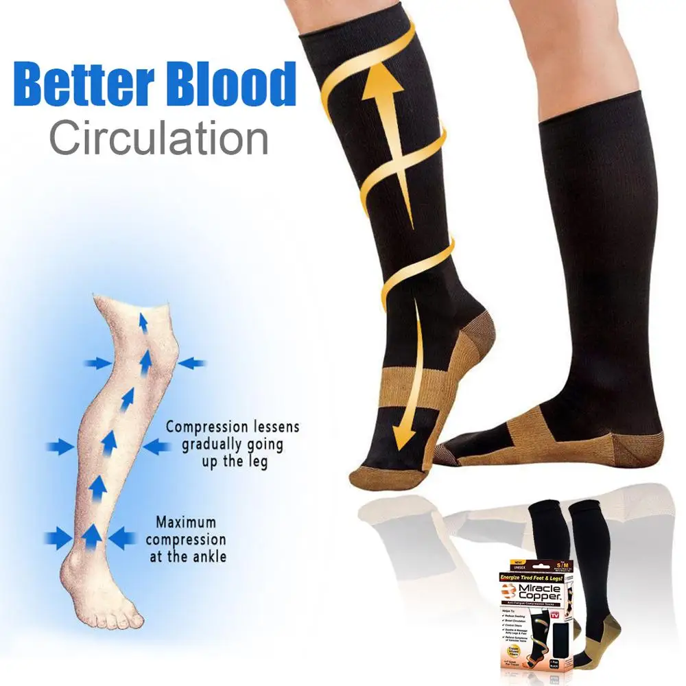 Компрессионные носки черные нейлоновые спортивные снижение давления удобная