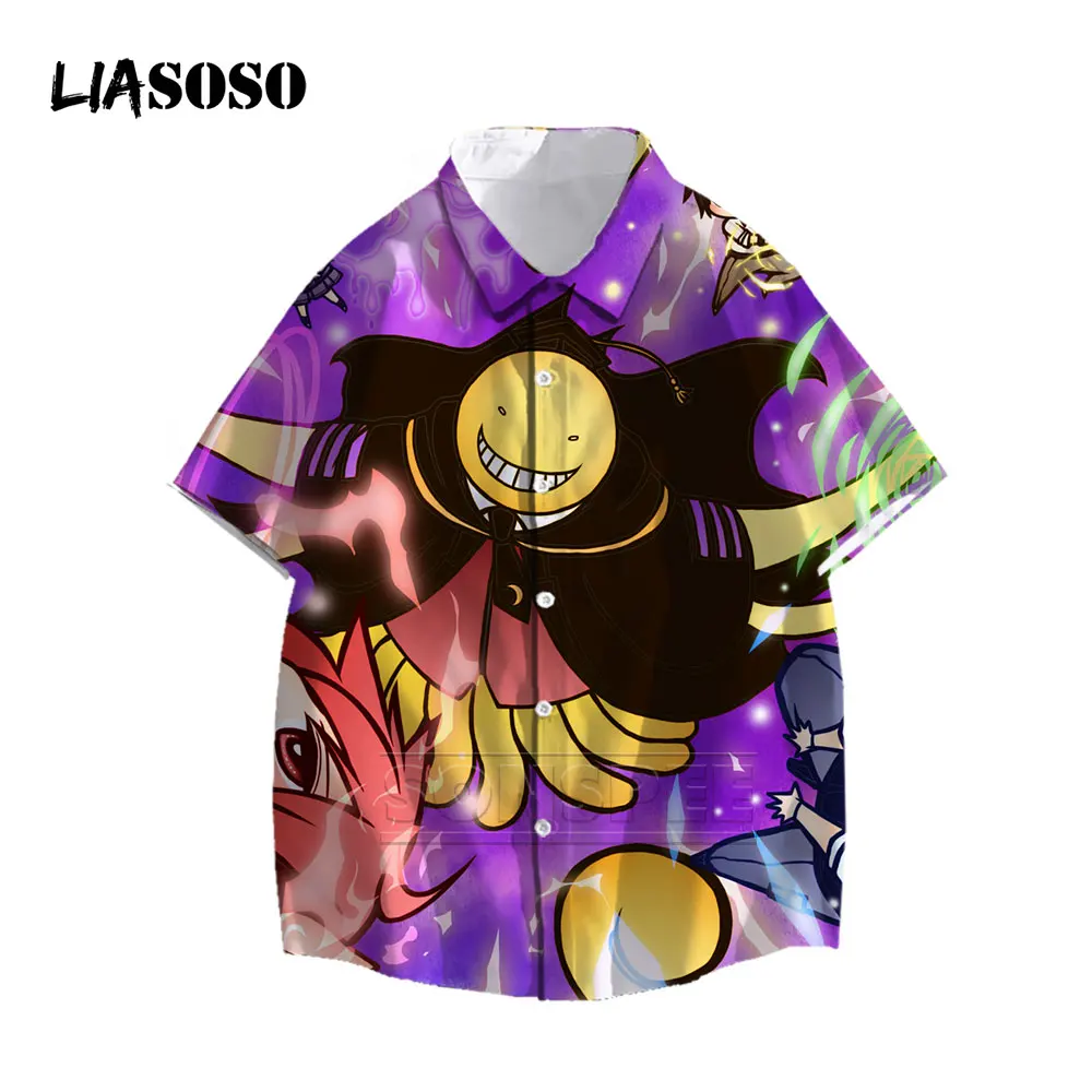 

LIASOSO Assassination Classroom 2021 Plus Size Mens Shirts Cool Printed Short Sleeve Shirts Summer Casual Hawaiian Beach Tops