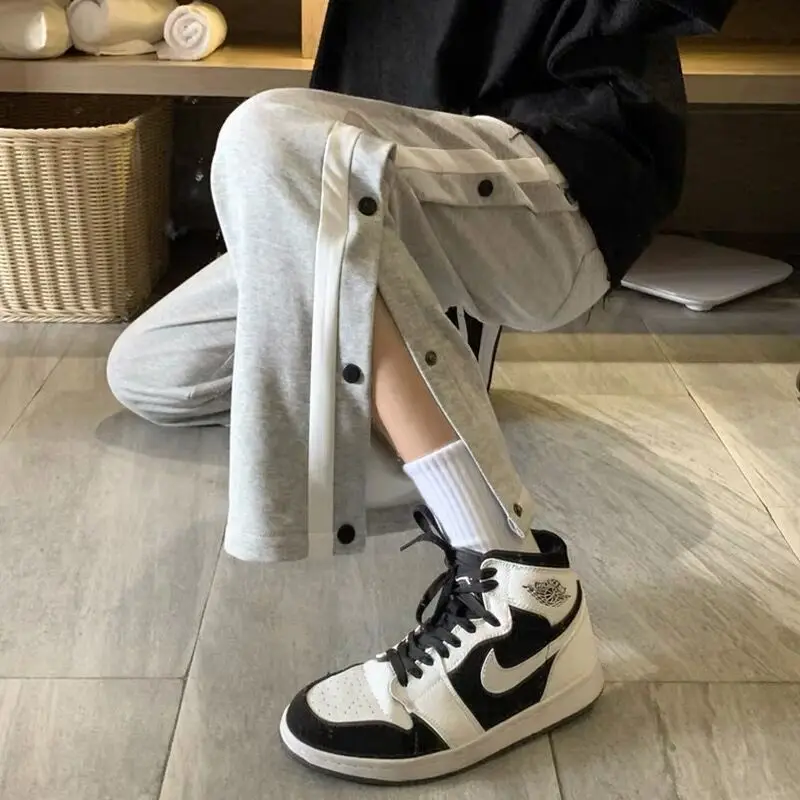 

Spring/Autumn ins tide brand side-breasted casual pants Male Korean version of the trend loose straight sports Jogging Pants