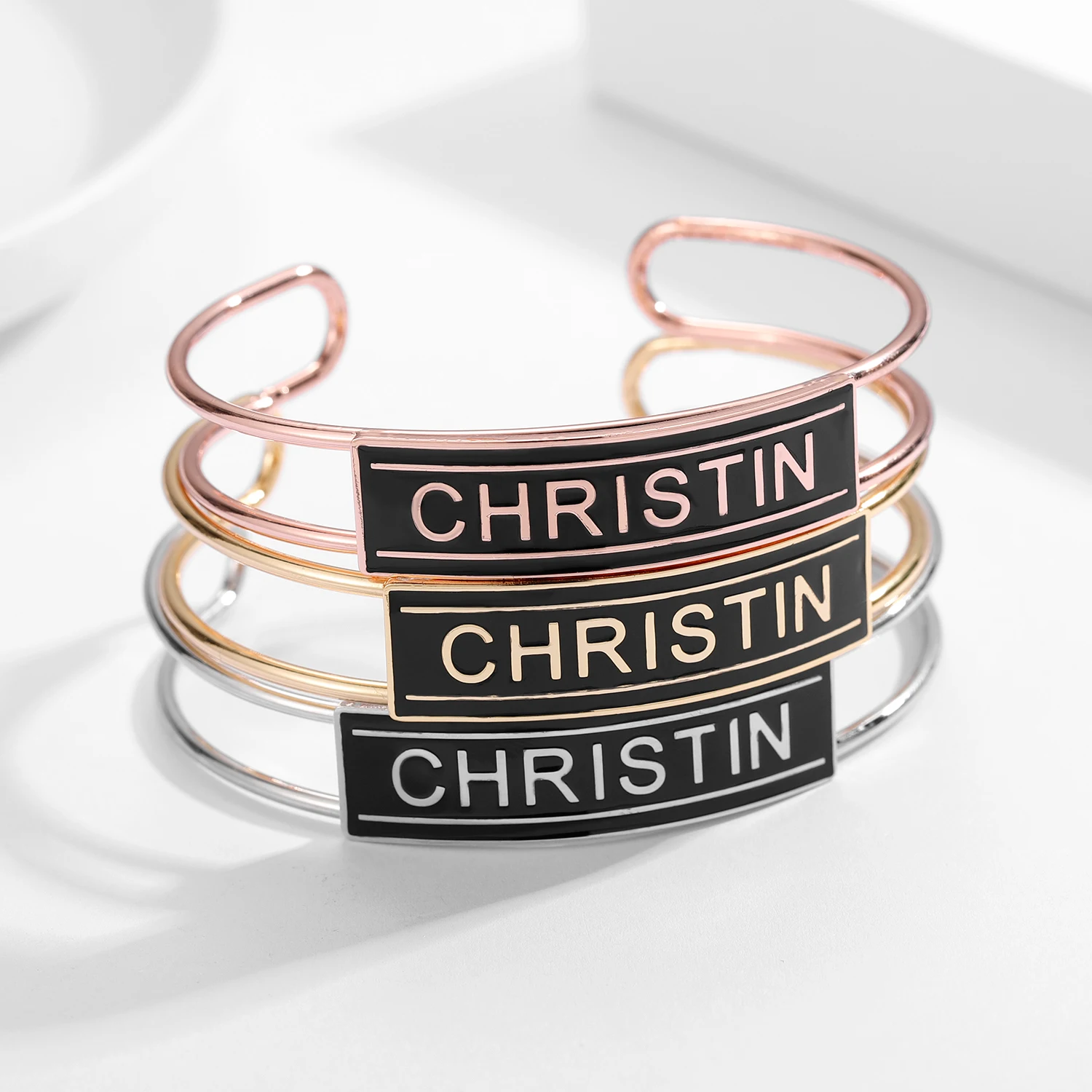 

MYDIY Personalized Names Cutomized Enamel Charm Bracelet Custom Stainless Steel Name Bracelet For Women Colored Jewelry Gift
