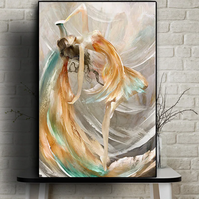 

Abstract Ballet Girl Oil Painting on Canvas Posters and Prints Dancing Ballerina Wall Art Cuadros Picture for Living Room Decor