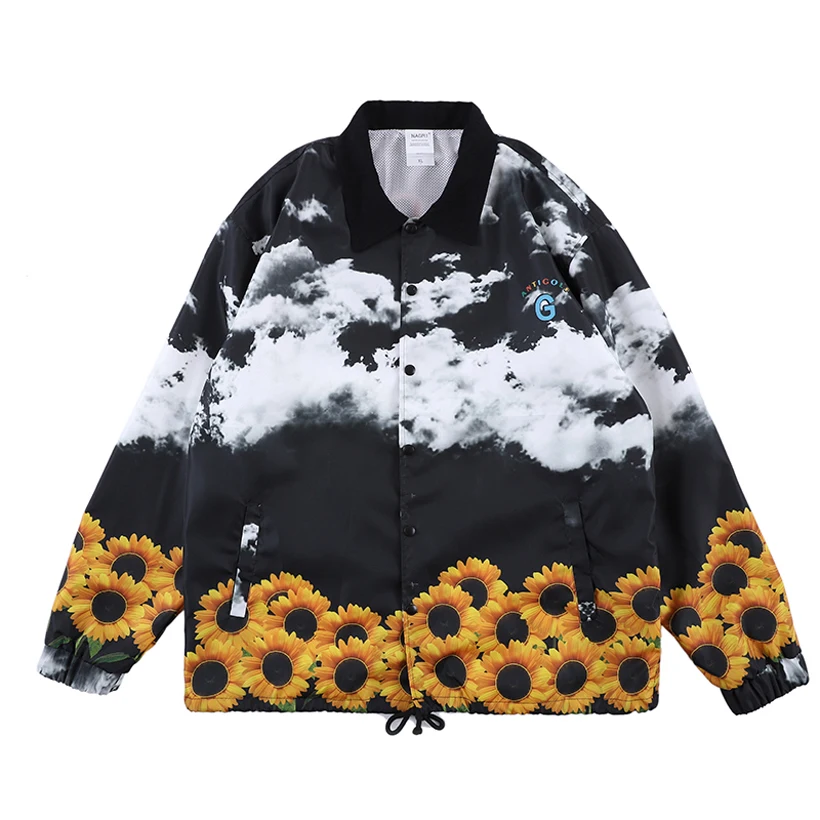 Golf Wang Jacket Single Breasted Men Women Mesh Jacket Turn-down Collar Peaceminusone Fragment Sun Flower Windbreaker Outerwear
