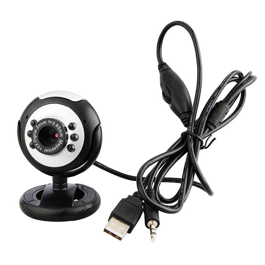 

USB 2.0 HD Webcam With LED Light 300000 Pixels USB Digital Camera Video Recording Web Camera with Microphone For PC Computer