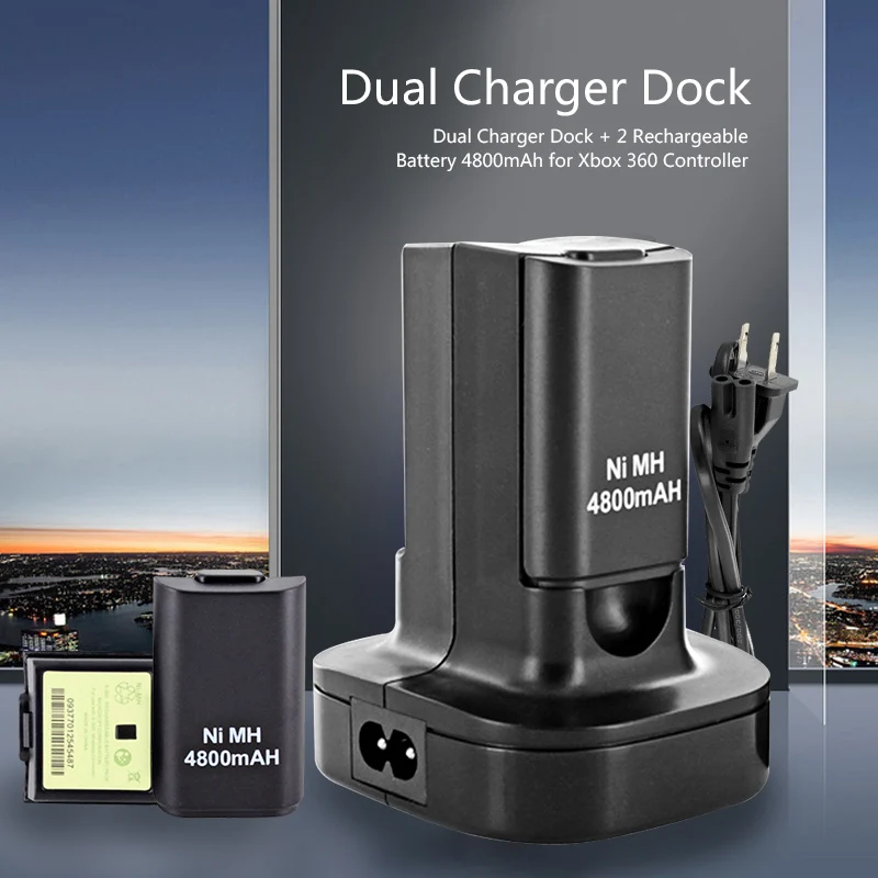 Двойная зарядная док станция с 2 шт 4800Mah перезаряжаемая батарея светодиодный