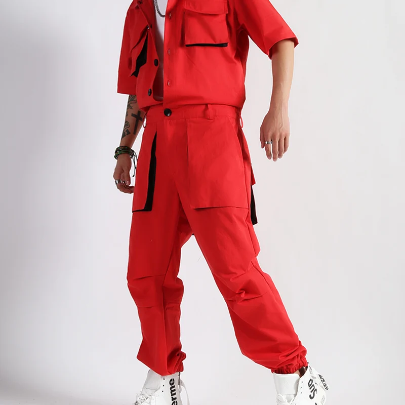 Одежда в американском стиле ретро одежда для выступлений хип-хоп красные