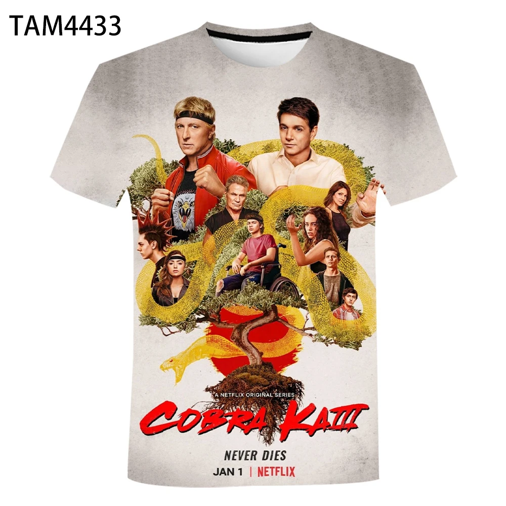 2021 летняя Новинка Кобра Кай 3D печатных мужчин/женщин крутая футболка детская