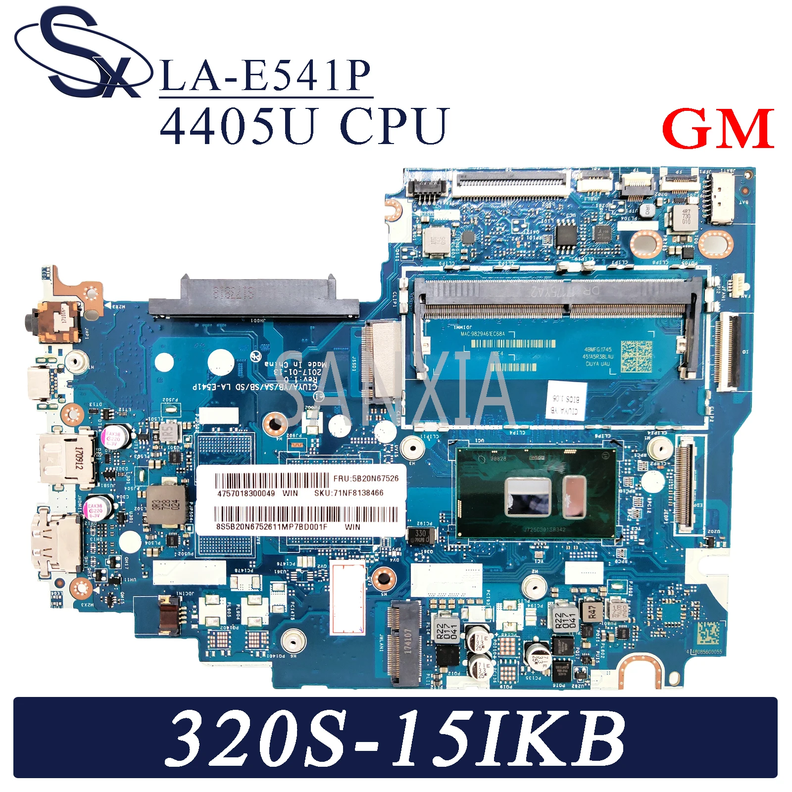 KEFU LA-E541P Laptop motherboard for Lenovo 320S-15IKB FLEX5-1570 original mainboard 4405U GM