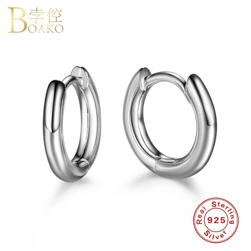 Real 925 Silver Earrings For Women Gold Small Hoop Girl Gift Ear Bone Piercing Earring Punk Female Geometric aretes Z5 | Украшения и