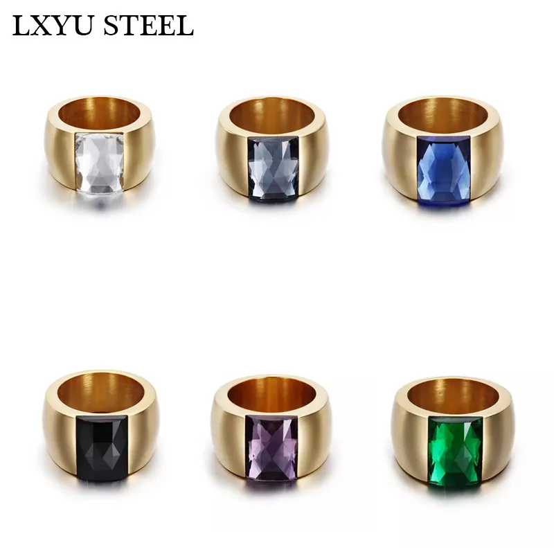 Женское кольцо из нержавеющей стали с австрийским кристаллом белое синее черное