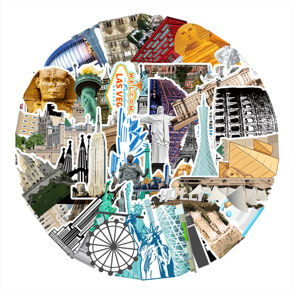 64 шт. туризма пейзаж живописный пятна Стикеры для ноутбука автомобильный