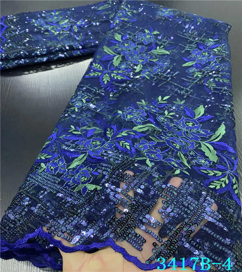 

NIAI 2020 новейшая африканская кружевная ткань с блестками, вышивка французскими сетками, кружевная ткань с блестками, нигерийское Тюлевое кру...