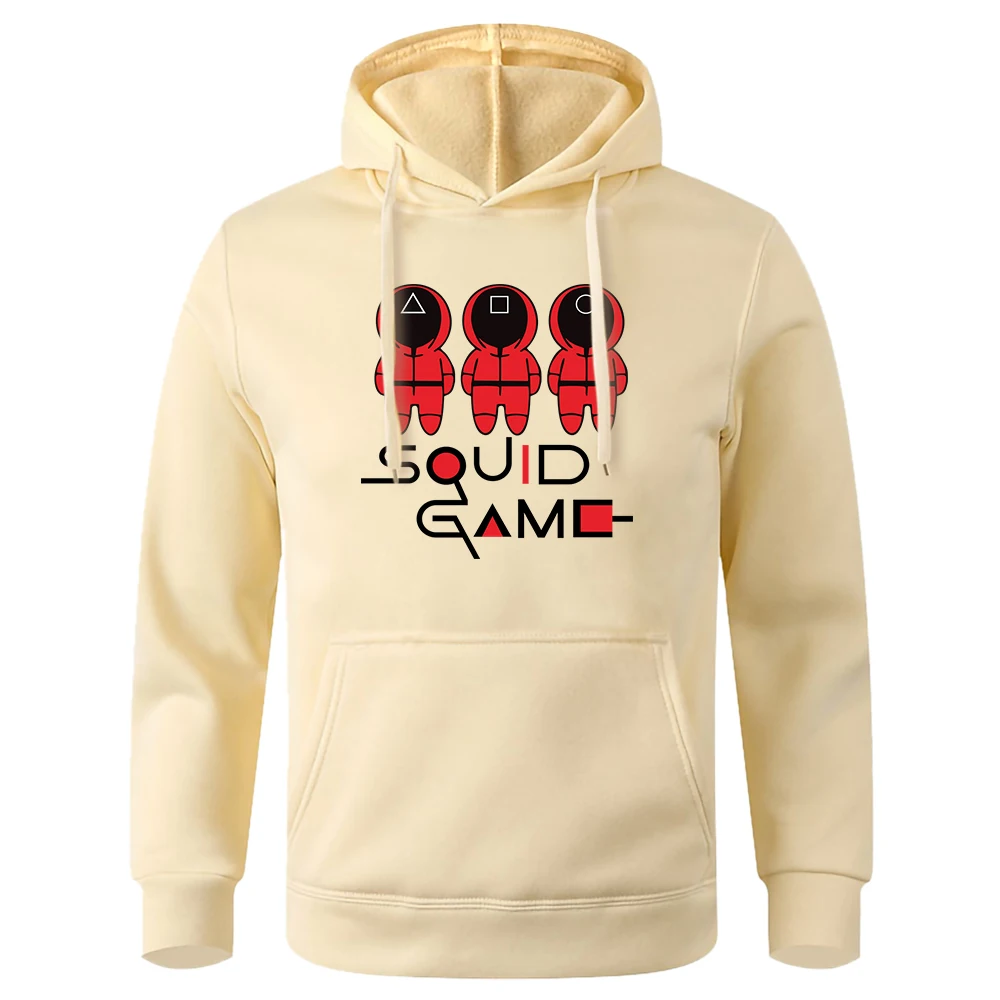

2021 Hot Squid Game Red Clothes Man Printed male Sweatshirt Fleece Harajukua Long-Sleeved Oversized Fashion Soft man Clothes