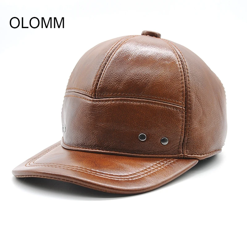 Бейсболка B25 мужская из натуральной кожи брендовая теплая Кепка воловьей