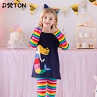 DXTONНовые футболки с длинными рукавами для девочек, детские футболки с рисунком, зимняя одежда, радужные футболки для девочек, Длинные Топы с блестками для детей