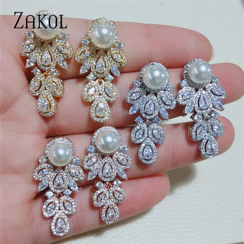 ZAKOL новые модные серьги с австрийским фианитом и кристаллами для женщин мам