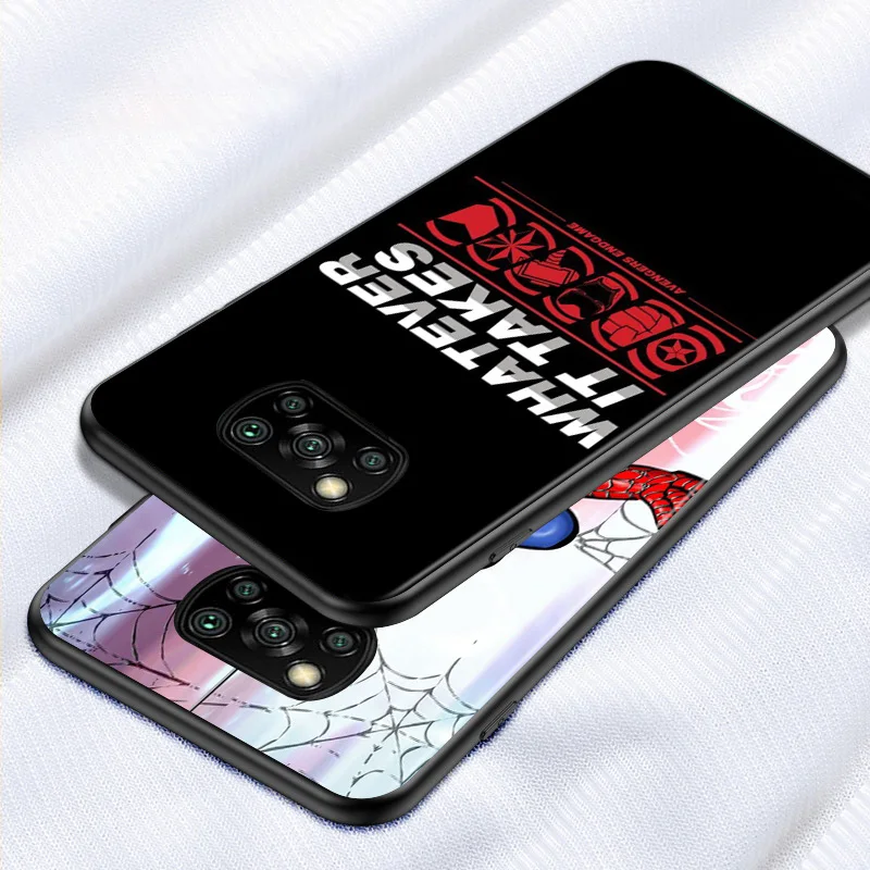 Marvel Avengers Cartoons Logo Phone Case For Xiaomi Mi Poco X4 X3 NFC F4 F3 GT M5 M5s M4 M3 Pro C40 C3 5G Black Funda Cover