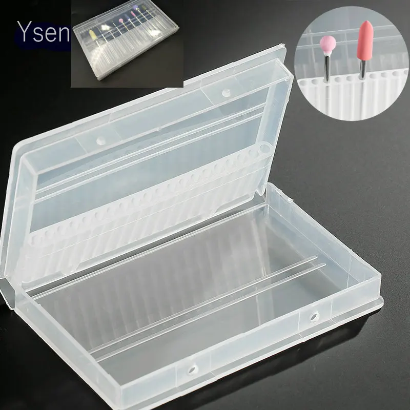 

1PC 20 Holes Plastic Transparent Nail Drill Bits Acrylic Box Display Stand Container for 3/32" Bit Drill Exhibition Tool