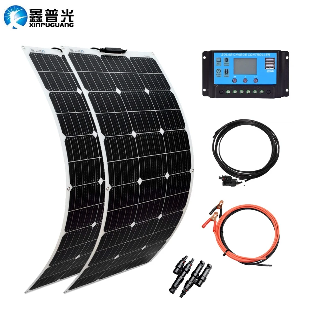 Комплект гибкой монокристаллической солнечной панели 200 Вт 18 в 100 | Электроника