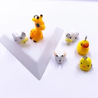 5 pcs cute animal yellow duck deer cow resin earring charms diy findings keychain bracelets pendant for jewelry making