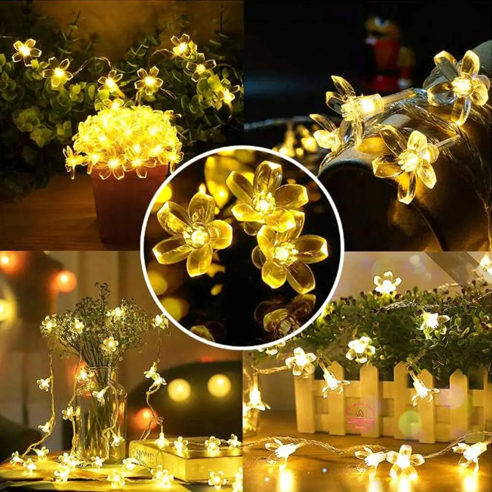 

20/50LED Solar Cherry Blossom String Light Fairy Decorative Lamp for Garden Yard Energy Saving Environmental Protection