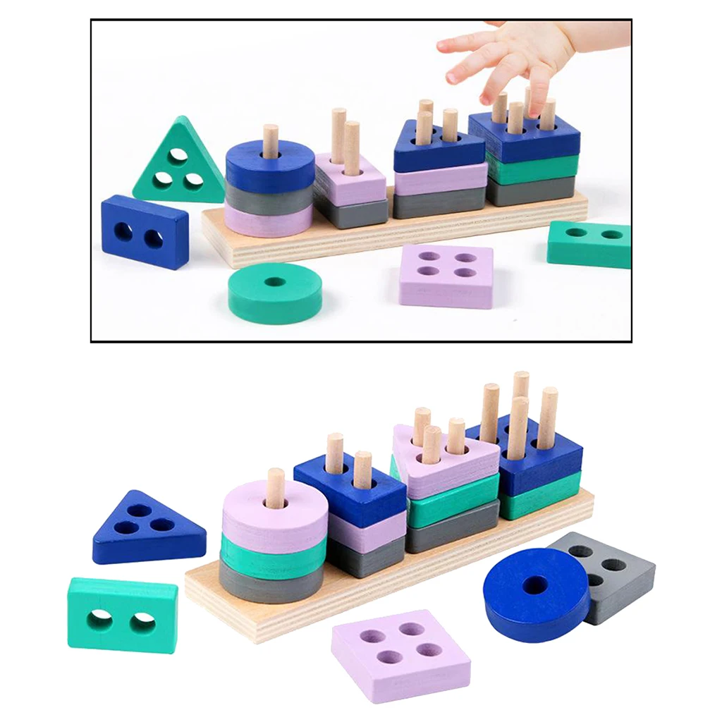 

Boys Girls Shape Color Geometric Recognition Sorting Board Sorting Stack