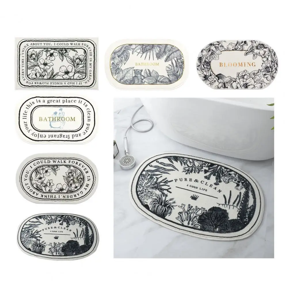 

Washable Fashion Absorbent Flannel Bathroom Rug 6 Styles Entrance Mats Soft for Indoor