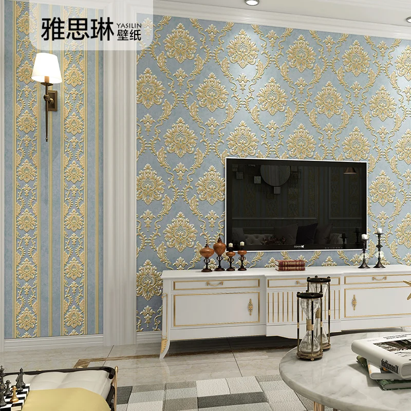 Высококачественная 3D настенная бумага Дамасская комната Домашний Декор Спальня