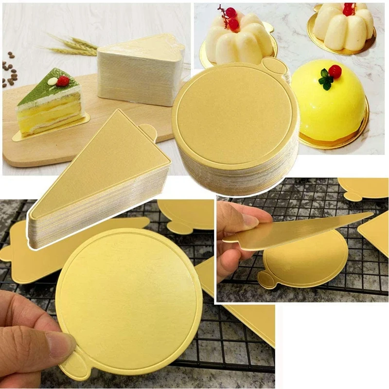 200 шт. круглые золотистые картонные подставки под торты золотистый мусс