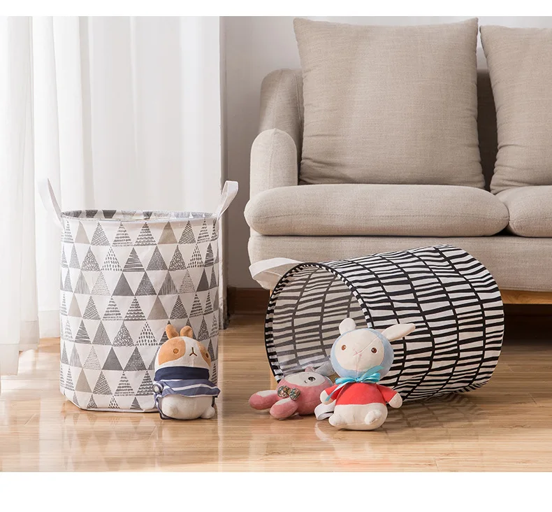 Складная корзина для белья круглая хранения большая складная одежды держатель