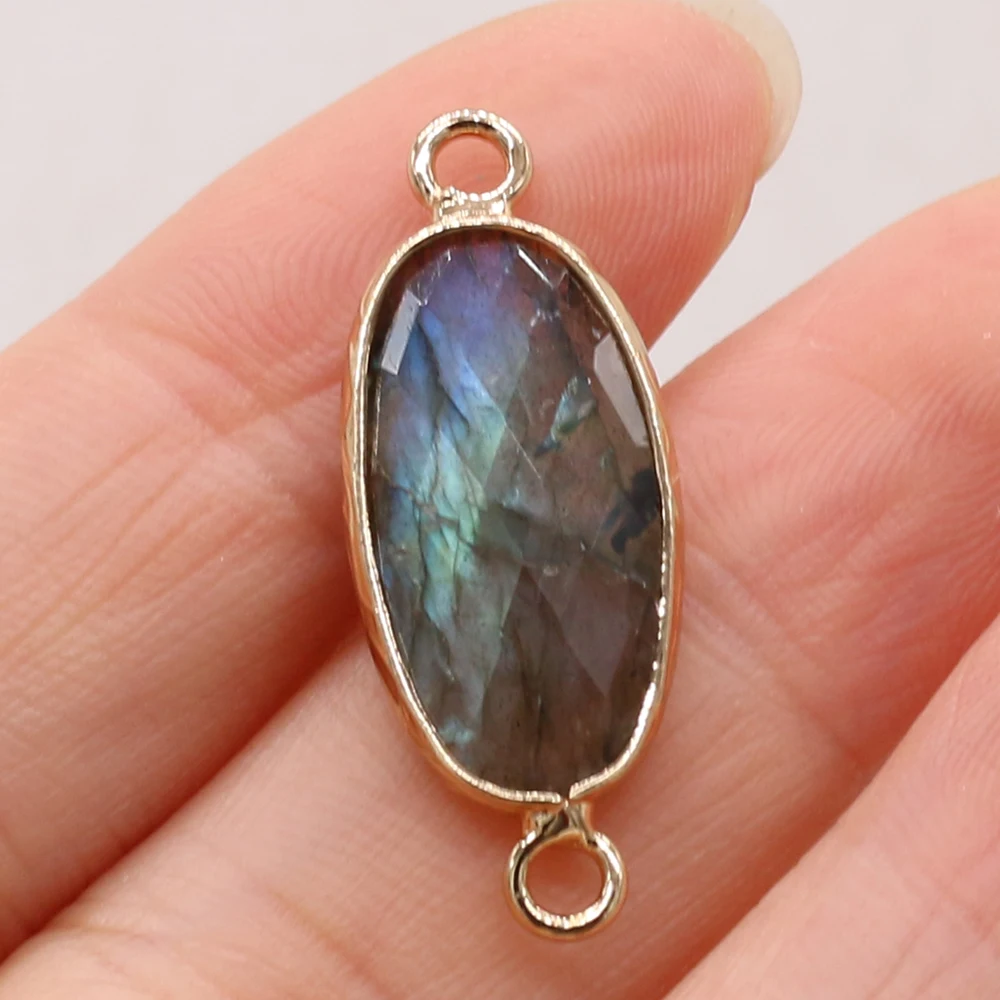 

1 PCS Natural Semi-precious Stone Flash Labradorite Connector Pendants for DIY Jewelry Making Handmade Accessories