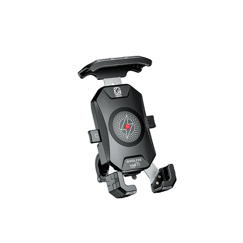 

H9EB Waterproof Motorcycle Type C PD 15W Qi Wireless Charger Stand Cellphone Holder for -Honda B-M-W and more Motorbike