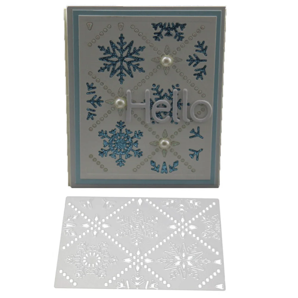

Christmas Snowflake Metal Cutting Dies Cuts Rectangle Stencil Scrapbook Embossing Craft Template Stamping Paper Card Decoration