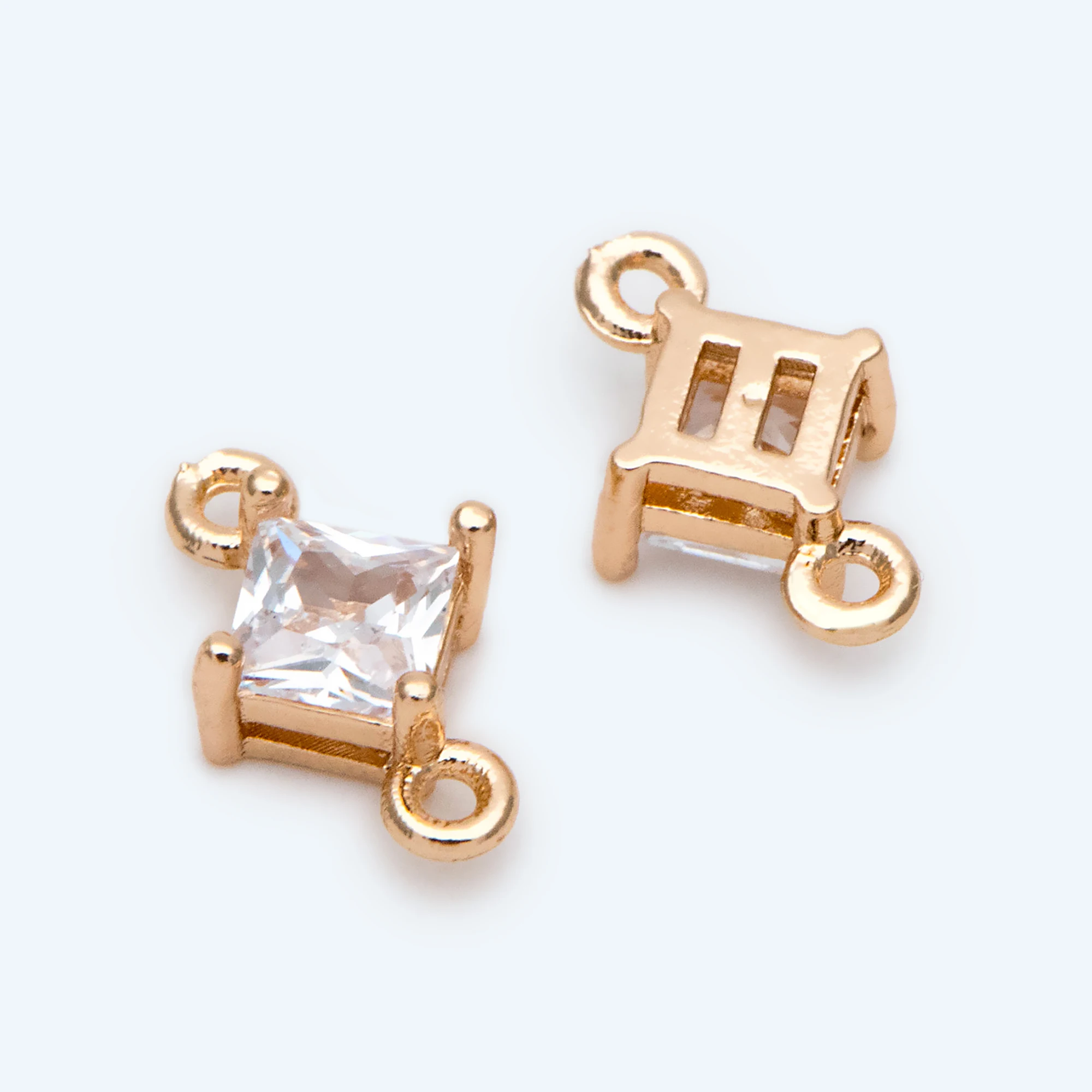 

10 шт, украшенные искусственным цирконием, 7x11 мм, латунные, искусственные, квадратные Подвески с покрытием из 18-каратного золота