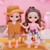 1set bjd doll 16cm 13 movable joint cute princess dress fashion casual clothes makeup dress up dolls for girls gift diy toy 112