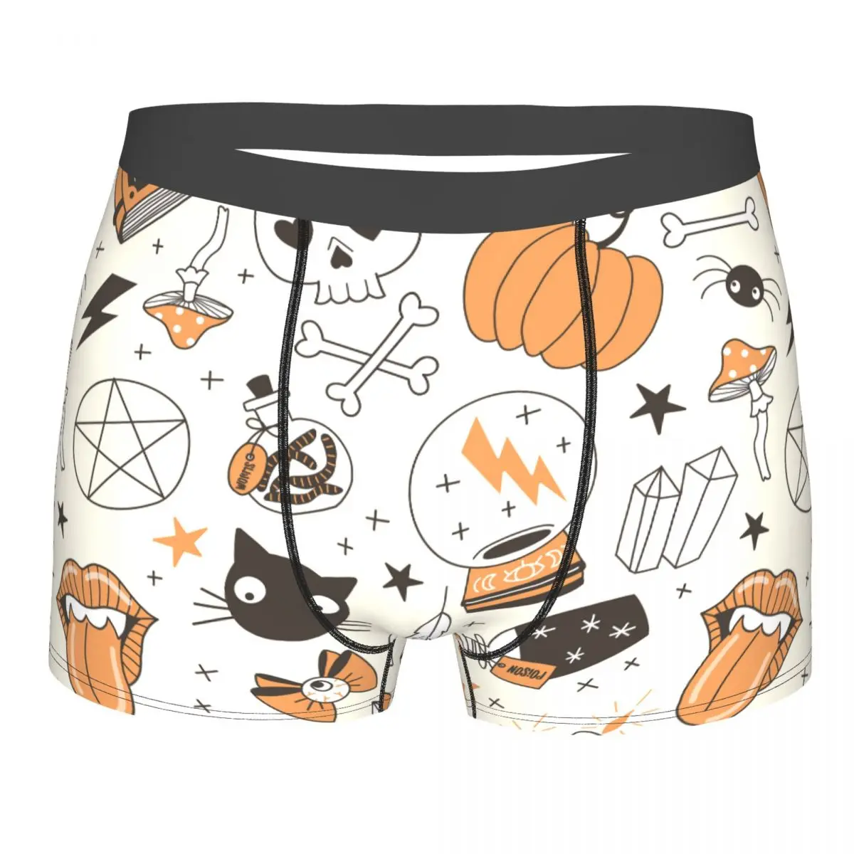 

Halloween Pumpkin Bone Cat Underwear Funny Printed Polyester Sublimation Trunk Hot Teen Funny Boxer Brief