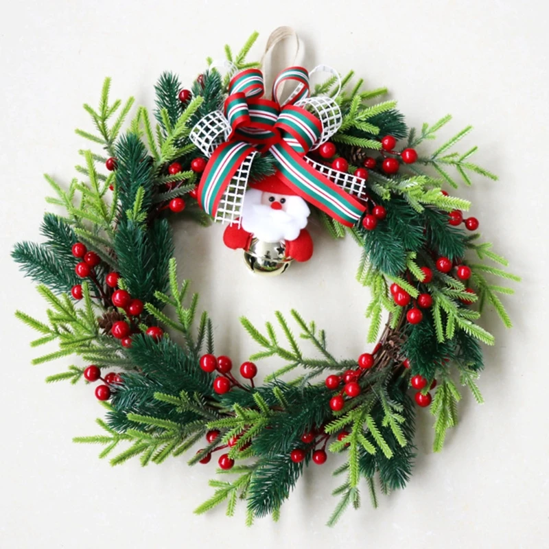 

Santa Doll Bowknot Christmas Door Wreaths Traditional Decorations Christmas Door Decor Garland Party Holiday Scenery Props Xmas