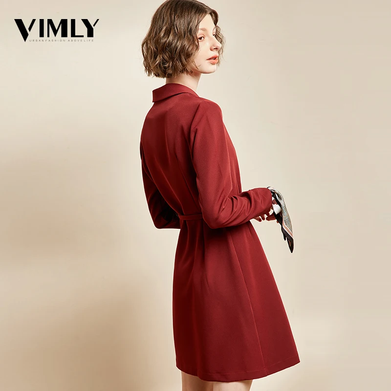 Vimly женское элегантное модное офисное женское платье, рабочая одежда, стильные вечерние платья, шикарная на пуговицах, мини-платье трапециевидной формы