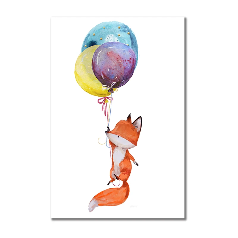 Детский Настенный постер в стиле бохо цветочный с рисунком лисы и кролика милый