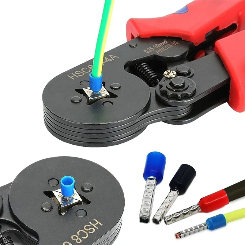 HSC8 6-4 0,25-10 мм2 23-7 AWG Обжимные Щипцы HSC8 6-6 a 0,25-6 мм2 мини круглые плоскогубцы трубка шило иглы клеммы инструменты