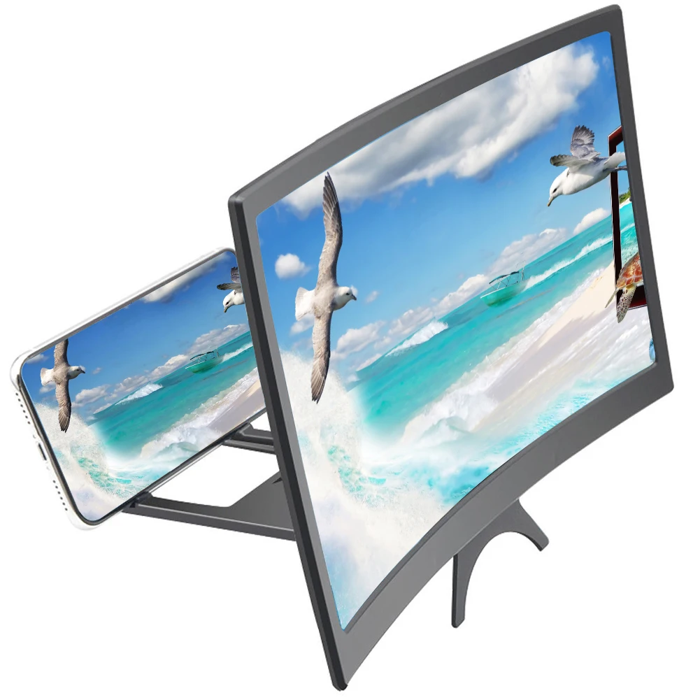 

12 inch Large Screen 3D HD Amplifier Curved Screen Mobile Phone Screen Magnifier for Smartphone Stand Enlarge