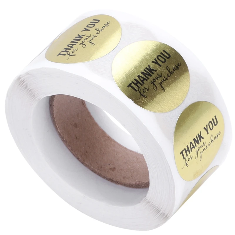 1 дюймовая круглая Золотая фольга спасибо за покупку наклеек/500 этикеток в рулоне