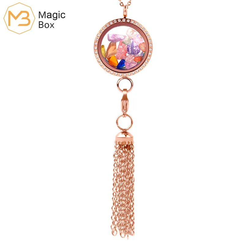 Стеклянный кулон из нержавеющей стали розового золота цвет богемный стиль