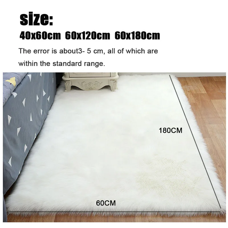 Однотонный ковер с длинными волосами для гостиной прямоугольный пушистый коврик