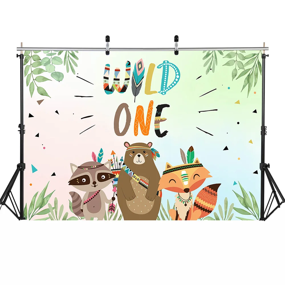 Фон для фотостудии с изображением дикой вечеринки в честь Дня Рождения джунглей