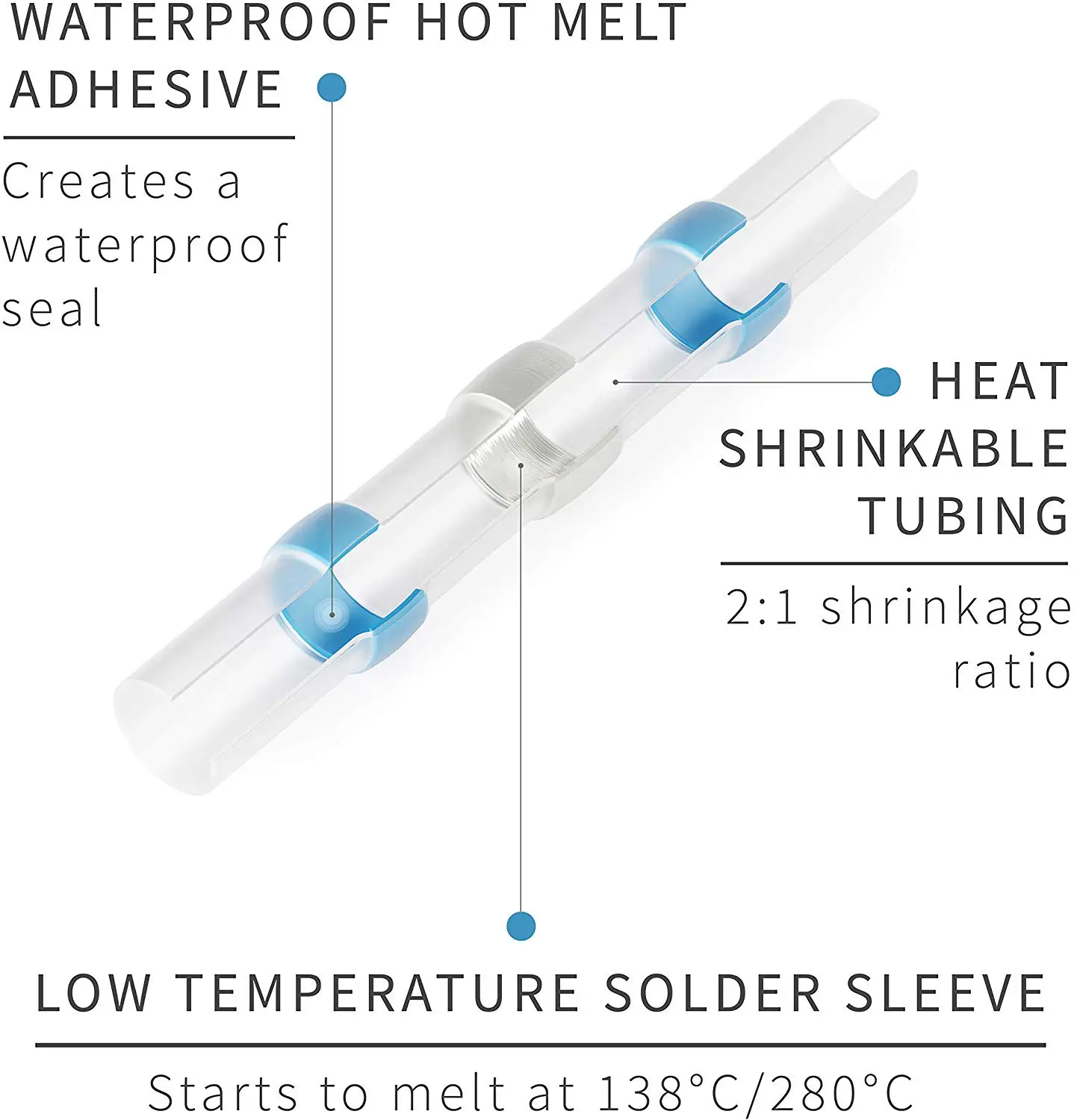 10 шт. термоусадочные стыковые клеммы водонепроницаемый припой уплотнение