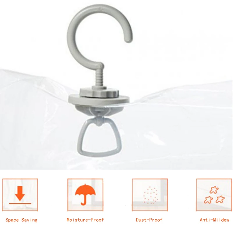 

Foldable Hanging Space Saving Vacuum Storage Bags 80% More Space Saved Closet Organizer Ideal for Clothes, Suits, Dresse