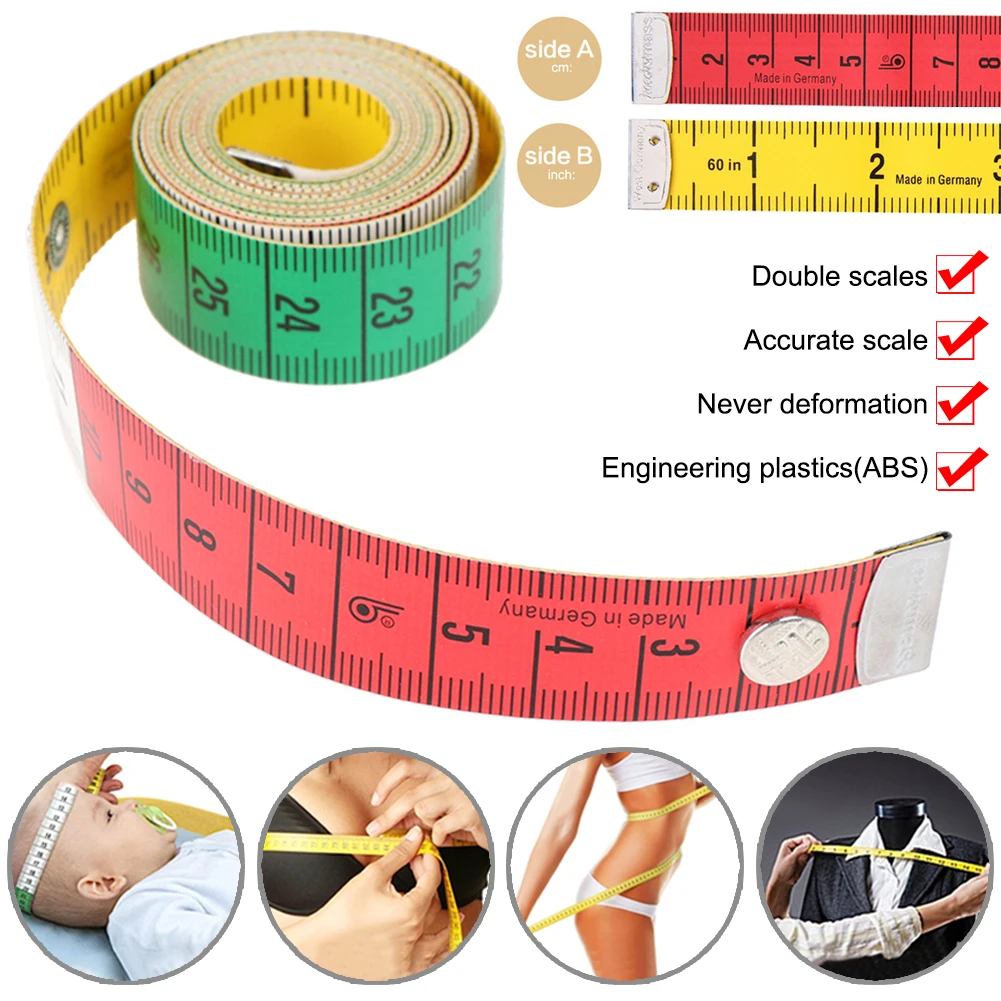 

150 cm Practical Tape Ruler with Snap Closure Plastic Measure Tape Double Scale for Body Sewing Tailor Cloth Body Measuring Tool