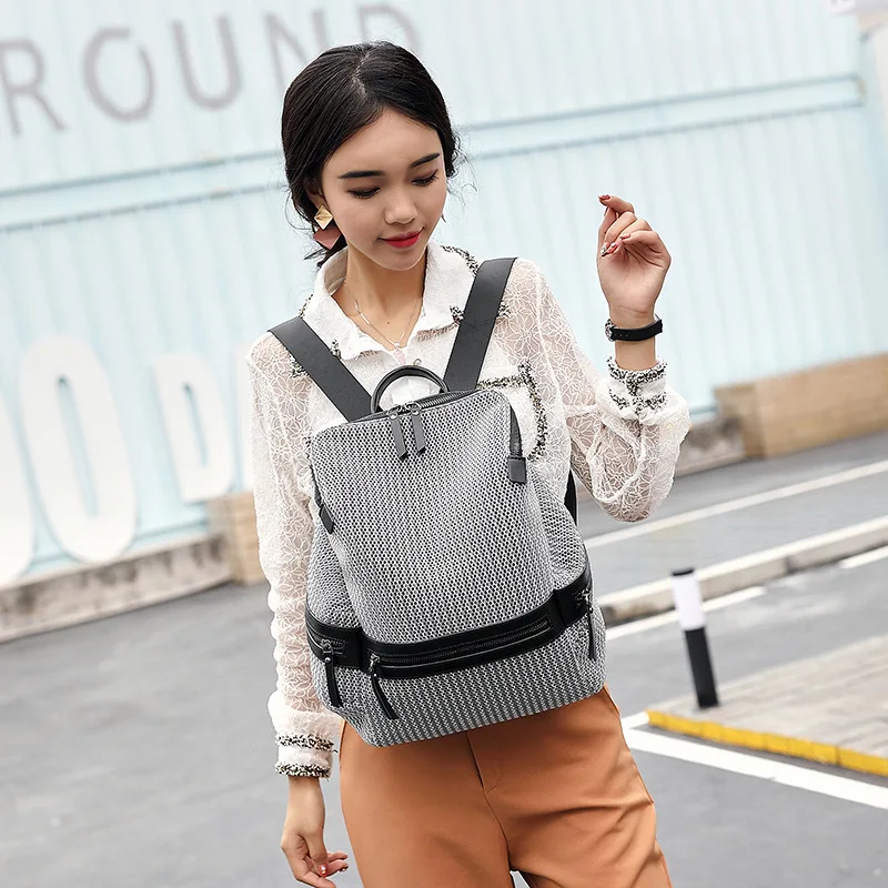 

Breathable Grid Women Backpack Large Capacity School Bags For Teenage Anti Theft Backpack For Travelling Female Shoulder Bags